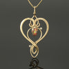 14k Spiral Heart Pendant with Fire Opal and Diamonds