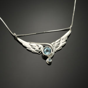 "Round" Wing Necklace with 2 Blue Sky Topaz