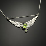 "Round" Wing Necklace with 2 Peridot