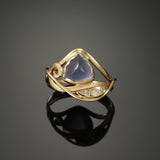Blue Chalcedony and Diamonds ring