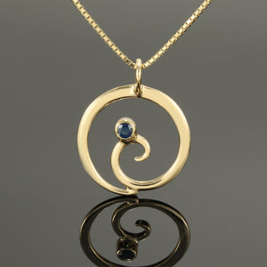Spiral Pendant with Blue Sapphire